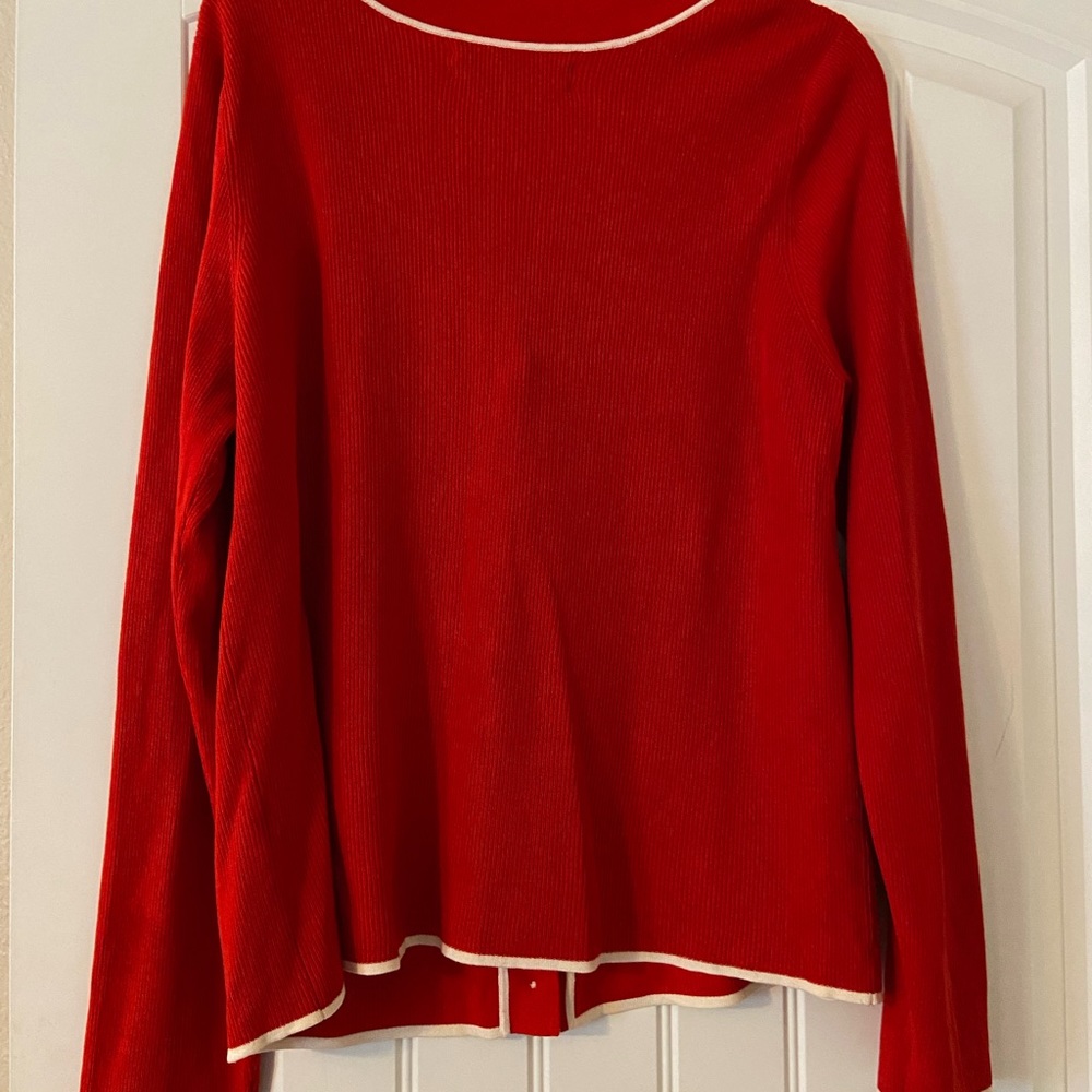 Women’s Josephine Chaus Brand Red and White Vintage Style Cardigan Set XL - Picture 3 of 6